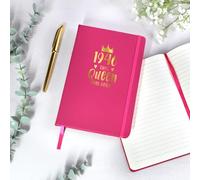 GiftsinaJiffy Personalised A5 Pink Notebook, 1946 This Queen Was Born, 80th Notebook for Women, 80th Birthday Gift for Mum, Grandma, Wife, Milestone Birthday Journal Keepsake Notepad Gift for Her