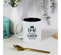 GiftsinaJiffy White Engraved Coffee Mug, 1946 This Queen was Born, 80th Birthday Mug for Women, 350ml Birthday Gift for Wife, Grandma, Mum, 80th Milestone Keepsake Present for Her