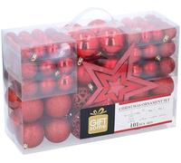 Giftsome Red Christmas Baubles - 60 Christmas Tree Baubles - Plastic Tree Decorations - for Outside and Inside Use - Red Christmas Decorations - Ø3/ 4/6 Centimeter