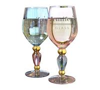 GiftsOnline4U Personalised Coloured Wine Glass Engraved Pink Blue/Goblet/Vintage Double/Colourful/Modern Clear/Lady/Women/Her/Long Stem/300 Millilitres/Gift Box