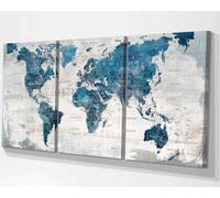 GIFTTWART World Map Office Wall Art Canvas for Living Room Wall Pictures Blue Large Artwork Modern Bedroom Kitchen Dining Room Home Decor