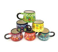 giftupstore Coffee Mug Cups Ceramic Handmade 6 Oz Coffee Mug Set for Espresso Cups Set of 6, Multi Color Tile Coffee Mug Set for Tea, Cappuccino, Latte 180 Ml