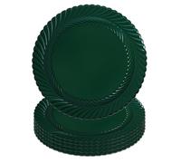 Gifturbo Green 6 Pcs Round Charger Plates, Reef Plates Charger for Dinner Plate,13-inch Plastic Christmas Chargers with Embossed Rim for Wedding Decor