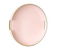 Gifturbo Matte Pink Decorative Serving Tray,Round Serving Trays with Handles, Coffee Table Tray Ottoman Round Plastic Trays for Living Room, Bathroom