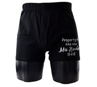 Giftware Property of The New Mrs. with Surname and Date Wedding Black Boxer Shorts (Large (35" - 38")) Black
