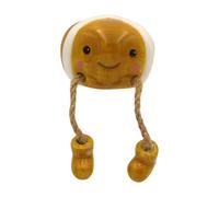 Giftware Trading Ceramic Hot Cross Bun Shelf Sitter with Dangly Rope Legs - Easter Spring Decoration - Cute Food-Themed Ornament for Shelf or Windowsill