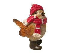 Giftware Trading Standing Robin with Hat & Scarf Christmas Decoration, Ornament, 6.8 x 9 cm