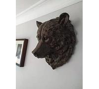 giftwarez Aged Resin Wild Bears Head Animal Bust Wall Art Mounted Large Sculpture 44cm