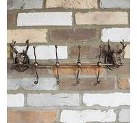 giftwarez Cast Iron Wall Mounted Stags Head Deer Antlers Hat Coat Storage X8 Wall Hooks