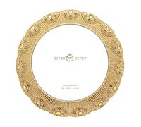GIFTY GIFTY Circular Jeweled Photo Frame / 5x5 in | for Tabletop Display | Perfect for Home Decor, Wedding, Graduation, Or Milestone Photos (Sand Gold)
