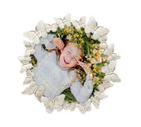 GIFTY GIFTY Circular Silver Butterfly Photo Frame / 4x4 In | For Vertical Display on Tabletops | Perfect for Home Decor, Wedding, Vacation, Graduation, Or Any Milestone Photos