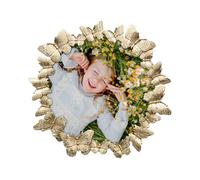 GIFTY GIFTY Gold Circular Butterfly Photo Frame / 4x4 In | For Vertical Display on Tabletops | Perfect for Home Decor, Wedding, Vacation, Graduation, Or Any Milestone Photos (Gold)