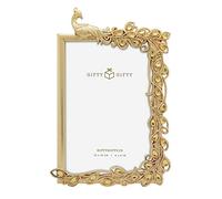 GIFTY GIFTY Jeweled Peacock Photo Frame / 4x6 in | for Vertical Display on Tabletops | Perfect for Home Decor, Wedding, Vacation, Graduation, Or Any Milestone Photos (Bronze)