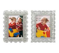 GIFTY GIFTY Lace Mini Frame Set/Set of 2 / 2x3 In | For Tabletop Display | Perfect for Home Decor, Wedding, Graduation, Or Milestone Photos (Silver)