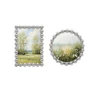 GIFTY GIFTY Modern Beaded Mini Frame Set / Set of 2 / 2x3 & 2.5x2.5 In | For Tabletop Display | Perfect for Home Decor, Wedding, Graduation, Or Milestone Photos (Silver)