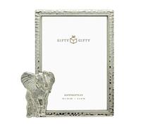 GIFTY GIFTY Modern Thin Boarder Elephant Photo Frame / 4x6 in | for Vertical Display on Tabletops | Perfect for Home Decor, Wedding, Vacation, Graduation, Or Any Milestone Photos (Silver)