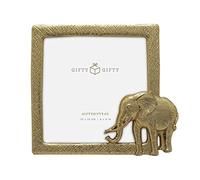 GIFTY GIFTY Square Elephant Photo Frame / 4x4 In | For Vertical Display on Tabletops | Perfect for Home Decor, Wedding, Vacation, Graduation, Or Any Milestone Photos (Gold)