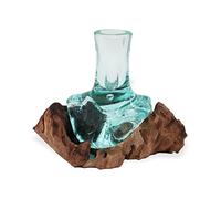 GIFTZ GALORE GIFTS & CRAFT SUPPLIES Molten Glass Small Flower Vase on Wood