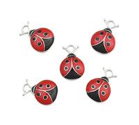 GIFTZ GALORE GIFTS & CRAFT SUPPLIES Pack of 10 Alloy Ladybug Charms 18mm Enamel