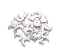 GIFTZ GALORE GIFTS & CRAFT SUPPLIES Pack of 30 Stainless Steel Moon 16mm Pendants/Charms