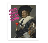 Giftzie Funny Bathroom Wall Art - Sh*ts About To Go Down - Funny Bathroom Decor, Cool Restroom Signs Pictures Unframed Poster 8x10 Inch Fun Picture Guest Wall Decor