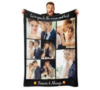 GifXify Custom Blanket with Picture - Customised Blankets with Photos & Text - Personalised Flannel Fleece Throw Blankets - Customisable Gift for Birthday, Christmas (7 Photos W/Text)