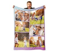 GifXify Custom Blanket with Picture - Customised Blankets with Photos & Text - Personalised Flannel Fleece Throw Blankets - Customisable Gift for Birthday, Christmas (6 Photos)