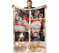 GifXify Custom Blanket with Picture - Customised Blankets with Photos & Text - Personalised Flannel Fleece Throw Blankets - Customisable Gift for Birthday, Christmas (4 Photos W/Text)