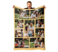 GifXify Custom Blanket with Picture - Customised Blankets with Photos & Text - Personalised Flannel Fleece Throw Blankets - Customisable Gift for Birthday, Christmas (9 Photos)
