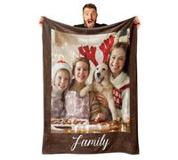 GifXify Custom Blanket with Picture - Customised Blankets with Photos & Text - Personalised Flannel Fleece Throw Blankets - Customisable Gift for Birthday, Christmas (1 Photo W/Text)