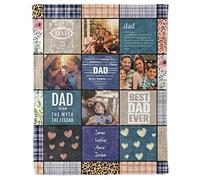 GifXify Custom Blanket with Picture - Customised Blankets with Photos & Text - Personalised Flannel Fleece Throw Blankets - Customisable Gift for Birthday, Christmas (Father's Day 01)