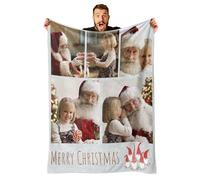 GifXify Custom Blanket with Picture - Customised Blankets with Photos & Text - Personalised Flannel Fleece Throw Blankets - Customisable Gift for Birthday, Christmas (5 Photos W/Text)
