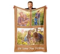 GifXify Custom Blanket with Picture - Customised Blankets with Photos & Text - Personalised Flannel Fleece Throw Blankets - Customisable Gift for Birthday, Christmas (3 Photos W/Text)