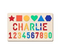 GifXify Personalised Name Puzzle Age 3+ for Kids | Custom Wooden Puzzles for Toddlers | Perfect Baby Gifts for Boys & Girls | Montessori Toys for Baby's First Birthday, Christmas (Number-Shape)