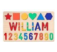 GifXify Personalised Name Puzzle Age 3+ for Kids | Custom Wooden Puzzles for Toddlers | Perfect Baby Gifts for Boys & Girls | Montessori Toys for Baby's First Birthday, Christmas (Shape-Number)