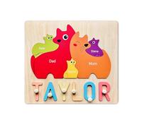 GifXify Personalised Name Puzzle for Kids | Custom Wooden Puzzles for Toddlers 1-3 | Perfect Baby Gifts for Boys & Girls | Montessori Learning Toys for Baby's First Birthday, Christmas (Cats)