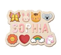GifXify Personalised Name Puzzle for Kids | Custom Wooden Puzzles for Toddlers 1-3 | Perfect Baby Gifts for Boys & Girls | Montessori Learning Toys for Baby's First Birthday, Christmas (Wave)