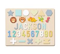 GifXify Personalised Name Puzzles - Custom Wooden Puzzles for Toddlers 1-3 - Customised Baby Gifts for Boys & Girls - Montessori Learning Toys for Baby's First Birthday, Christmas (Plus)