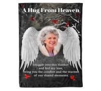 GifXify Personalized Memorial Blanket for Loss of Loved One - A Hug from Heaven Blankets - Custom Grave Blankets for Cemetery - Customized Sympathy Blanket Gift (Style 2)