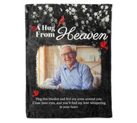 GifXify Personalized Memorial Blanket for Loss of Loved One - A Hug from Heaven Blankets - Custom Grave Blankets for Cemetery - Customized Sympathy Blanket Gift (Style 3)