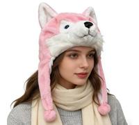 gifyym Animal Winter Hat Cuddly Soft Cartoon Animal Hat with Ear Flaps | Funny children's hats for fancy dress for picnics hiking parties New Year indoor outdoor birthday office home holiday