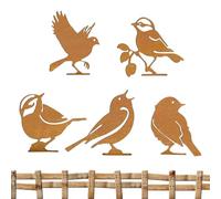 gifyym Bird Garden Decor | Vintage Iron Signs 5 Pieces - Rustic Decorative Garden Signs with Birds, for Planter Branch Fence Backyard Lawn Yard Landscape