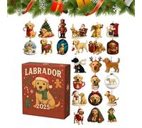 gifyym Christmas Advent Calendar 2025 | 2D Acrylic Christmas Decorations 24 Days | Dog Ornament Countdown Calendar for Home Car Adults Party Gifts