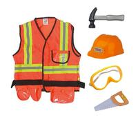 gifyym Construction Worker Costume - 5-Piece Festive Outfit | Children's Construction Play Set with Toy Tool | Full Cosplay Ensemble Including Work Vest | Ideal for Role Play & Halloween Celebration