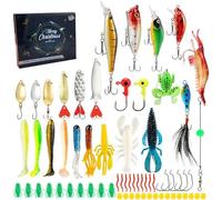 gifyym Fishing Advent Calendar | 24 Days Countdown Christmas with Fishing Lures, Portable Lures Baits for Fishermen Gift Adult Beach River Lake Sea