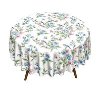 gifyym Floral Tablecloth, Washable with Botanical Boho Rustic Motifs, Tablecloths s 152 cm Diameter, for Dining Room, Patio, Garden, Picnic, Barbecue, Family Gatherings and