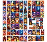 gifyym Halloween Greeting Cards - Halloween Invitation Cards - Umpkin Skeleton Ghost Castle Greeting Deck | Funny Horror Themed Postcards Of 50 Packs With Designs From,