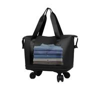 gifyym Hand Bag with Wheels - Set of Rotating Suitcases for Travel with Dry Wet Separation - Large Carpet Bag with Swivel Wheels for Business and Tourism Travel, Black, riferimento alla