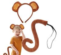 gifyym Monkey Ears and Tail Set - 2 Piece Kit with Animal Costume | Brown Mouse Suit for Adults and Children | Perfect for Halloween, Carnival, Stage, Masquerade and Parties