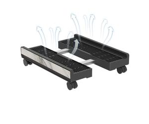 gifyym PC Tower Stand - Adjustable Tray with Braked Wheels | Portable Floor Stand for Computer - for Desktop PC Laptop Printer Screen Game Room Floor Storage